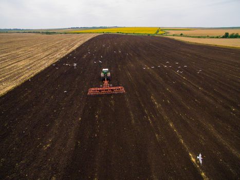 Harvesting in the field. Land cultivation.