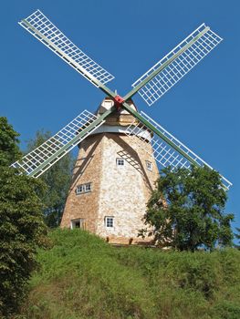 Windmill in Roebel Mueritz, Mecklenburg-Western Pomerania, Germany.