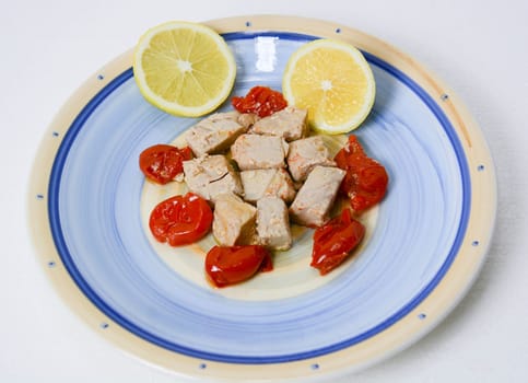 original italian recipe homemade food - tuna with cherry tomatoes