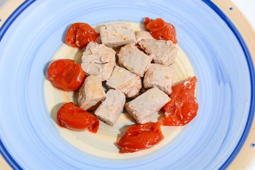 original italian recipe homemade food - tuna with cherry tomatoes