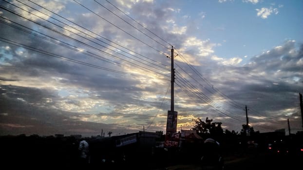 sunset on sky with city view