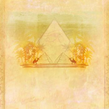 Vintage background with pyramids giza