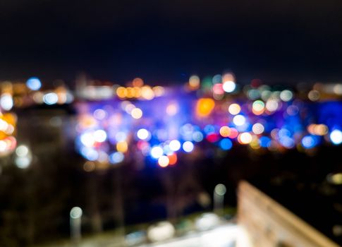 Abstract background made of colorful bokeh city lights at night