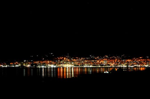Night lights of Saranda, Albania. It is famous vacation place on Ionian Sea near Corfu