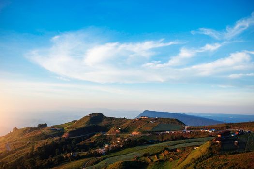 Mountain landscape with the blue sky in thailand.