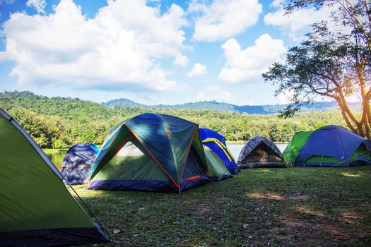 Tourist tent camp along the river.