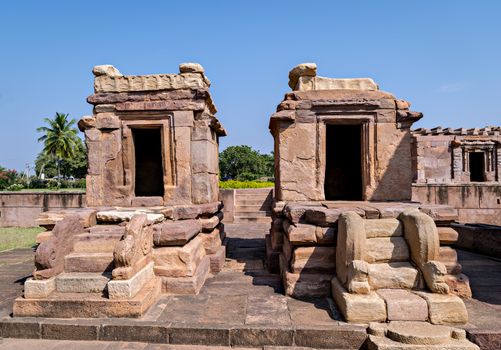 Ancient stone temple of Chalukya dynasty in Aihole, Karnataka, India.