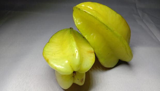 tasty and healthy carambola closeup on shop