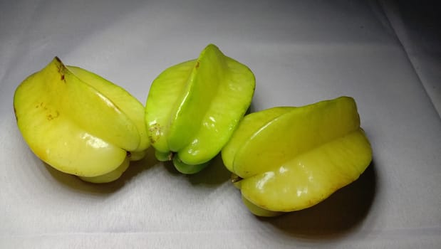 tasty and healthy carambola closeup on shop