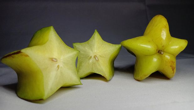 tasty and healthy carambola closeup on shop