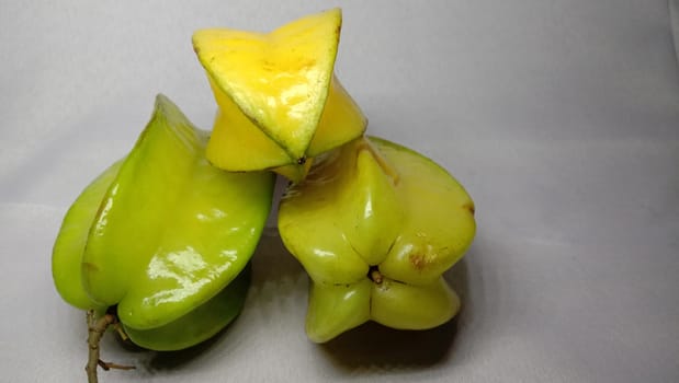 tasty and healthy carambola closeup on shop