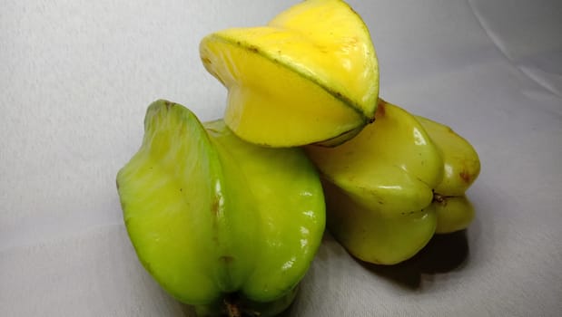 tasty and healthy carambola closeup on shop