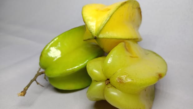 tasty and healthy carambola closeup on shop