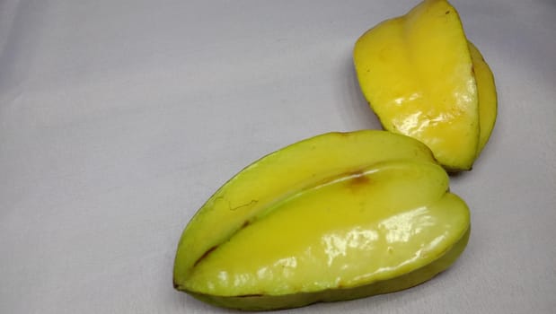 tasty and healthy carambola closeup on shop