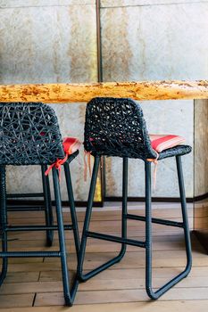 View of modern bar stools