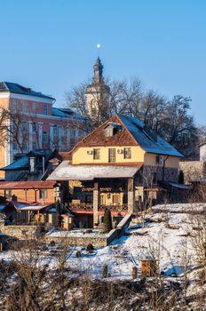 Kamianets-Podilskyi, Ukraine 01.07.2020. Kamianets-Podilskyi old town in the early sunny winter morning