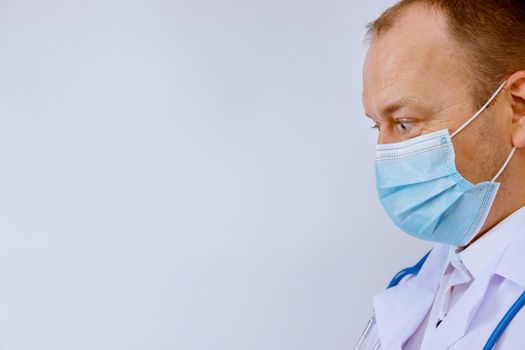 Portrait of doctor coronavirus in wearing surgical mask in hospital