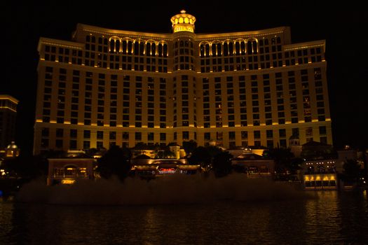 Las Vegas, USA, November 2013: Night view on the Bellagio casino, hotel and resort in Las Vegas, Nevada United States.