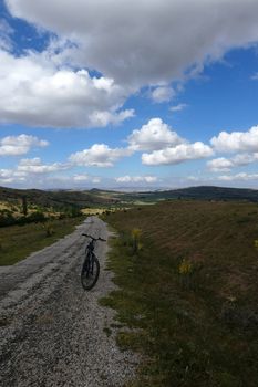 nature trip, bicycle handlebar and nature scenery, nature trip with bicycle,