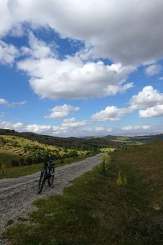 nature trip, bicycle handlebar and nature scenery, nature trip with bicycle,