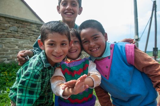 5/16/2018. Lomnicka, Slovakia. Roma community in the heart of Slovakia, living in horrible conditions. They suffer for poverty, stigma and luck of equal opportunities. Group shot of children and adolescents.