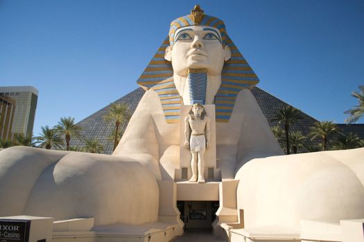Las Vegas, USA, November 2013: Luxor hotel casino and resort Sphinx entrance in Las Vegas, Nevada, United States