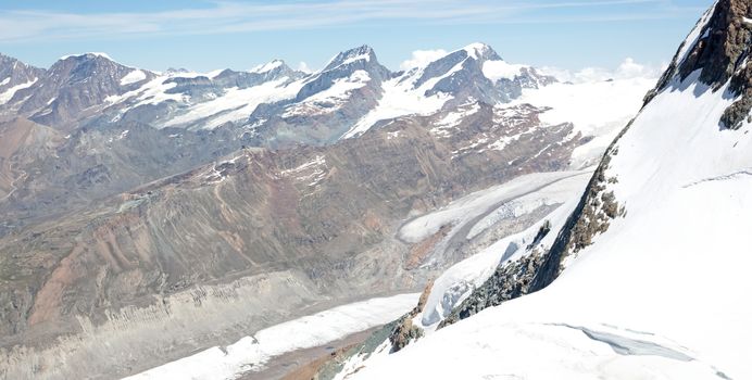 Surroundings at Zermatt, Switzerland, mountains, rivers and snow