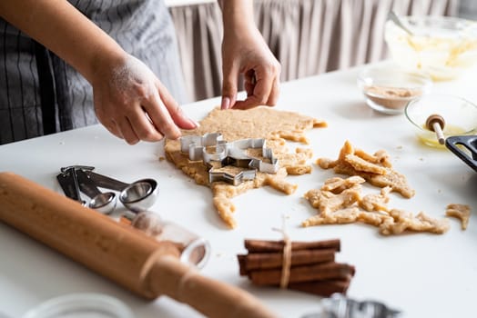 Cooking and baking. woman hands baking cookies at the kitchen