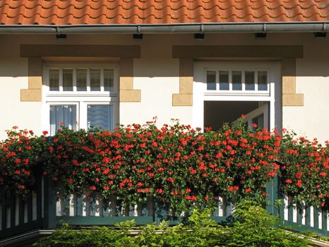 Beautiful decorated balcony in Celle, Lower Saxony, Germany.