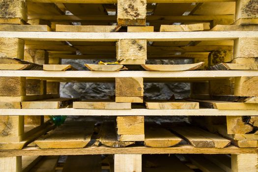 Wooden pallet close-up, wooden background and texture