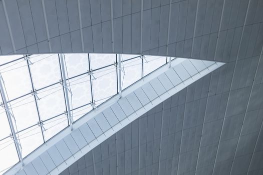 Detail of the dome architecture and light openings, at Dubai International Airport, United Arab Emirates.