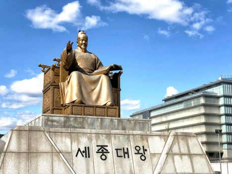 The Statue of King Sejong the Great - Gwanghwamun Square Seoul, Korea
