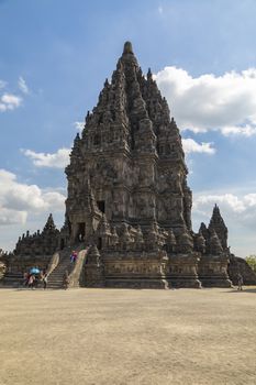 Prambanan, Indonesia - July 17, 2019: Ancient Hindu temples of Prambanan, Rara Jonggrang, in the special, Yogyakarta region, Java island, Indonesia, Southeast Asia.