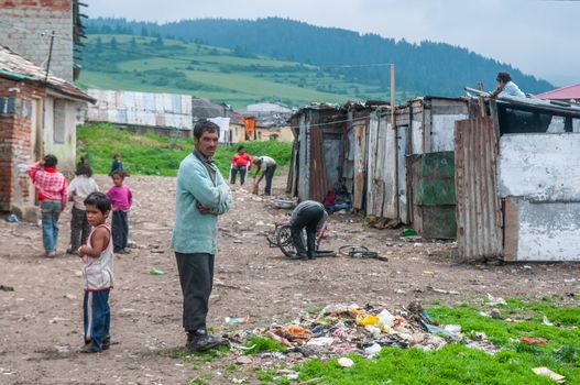 5/16/2018. Lomnicka, Slovakia. Roma or Gypsy community in the heart of Slovakia, living in horrible conditions. They suffer for poverty, stigma and luck of equal opportunities. Desolation, discrimination and misery.