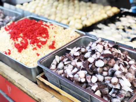  Takoyaki japanese food on the street to Fushimi Inari shrine at Kyoto,Japan.