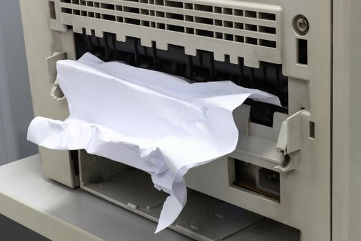 Paper Stuck, Paper Jam In Printer At Office