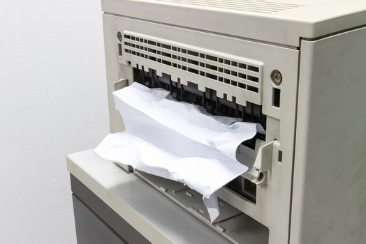 Paper Stuck, Paper Jam In Printer At Office