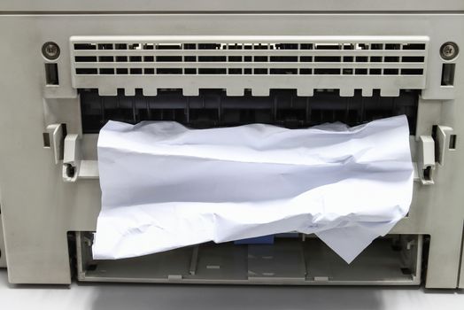 Paper Stuck, Paper Jam In Printer At Office