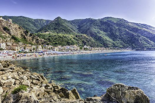 Beautiful seascape with the scenic waterfront of Scilla, Calabria, Italy