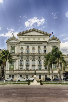 Southern facade of the Opera House, iconic theatre and major landmark on the Promenade des Anglais, Nice, Cote d'Azur, France