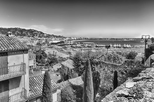 Aerial view over the Vieux Port (Old Harbor) and the city centre of Cannes, Cote d'Azur, France