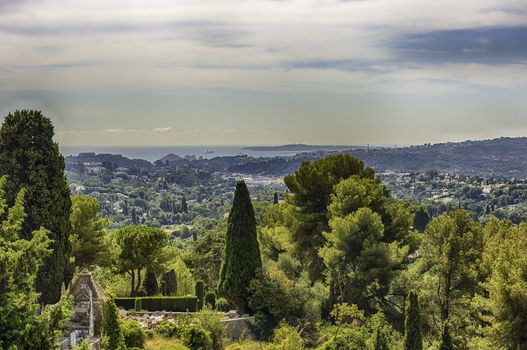 Scenic view in the town of Saint-Paul-de-Vence, Cote d'Azur, France. It is one of the oldest medieval towns on the French Riviera