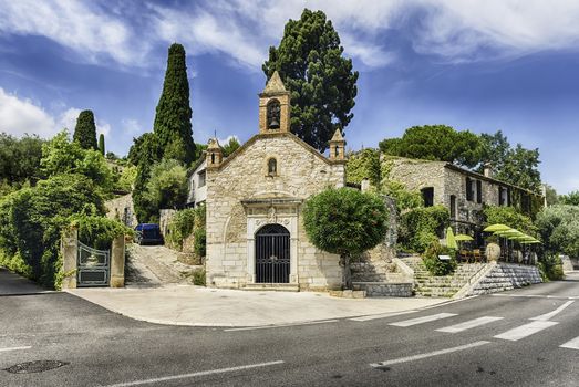Picturesque church in Saint-Paul-de-Vence, Cote d'Azur, France. It is one of the oldest medieval towns on the French Riviera