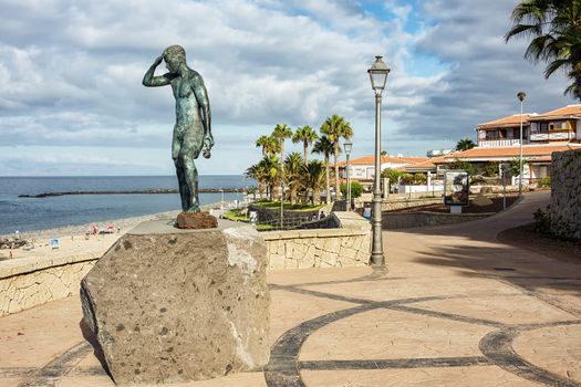 Spain, the island of Tenerife - 11/09/2016: Monument to the lifeguard near El Duque beach