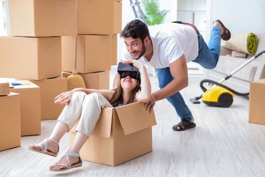 Young family moving to new apartment