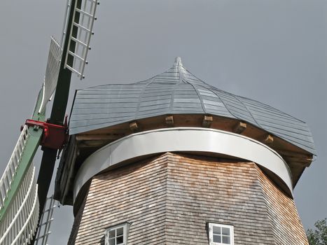 Close-up of a windmill located in Roebel, Mecklenburg-Western Pomerania, Germany.