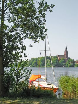 The Mueritz, the largest German lake, is an ideal sailing area, Mecklenburg-Western Pomerania, Germany.