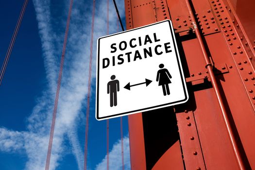 SOCIAL DISTANCE sign informing people to stay apart & keep away from each other,prevention & protection of Coronavirus spread & transfer,COVID-19 pandemic outbreak,new normal rules & regulations 