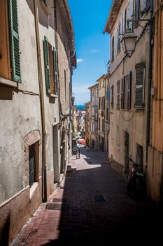 Old alley in the historic center of Hyères in France