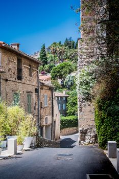 Old alley in the historic center of Hyères in France